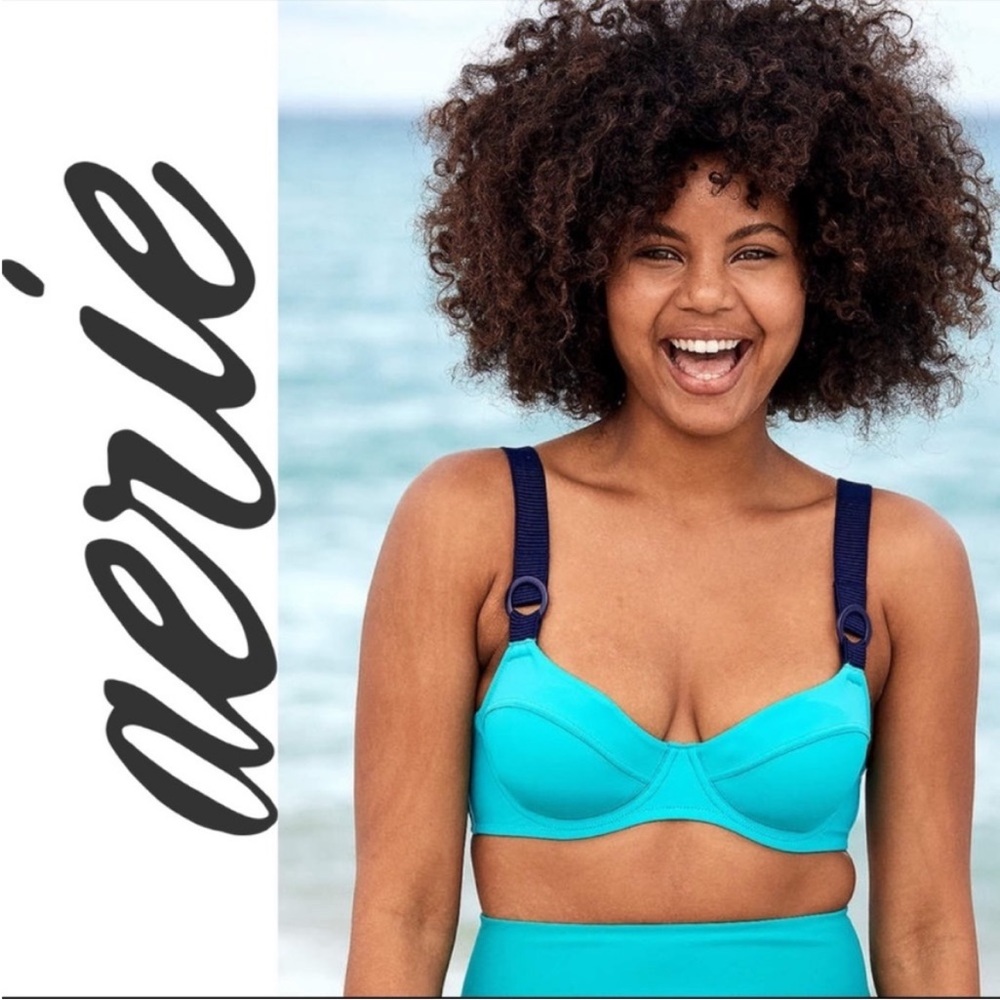 NEW Aerie underwire unlined teal bikini top